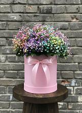 Цветочная композиция из Гипсофила и Розы в шляпной коробке в Вырице