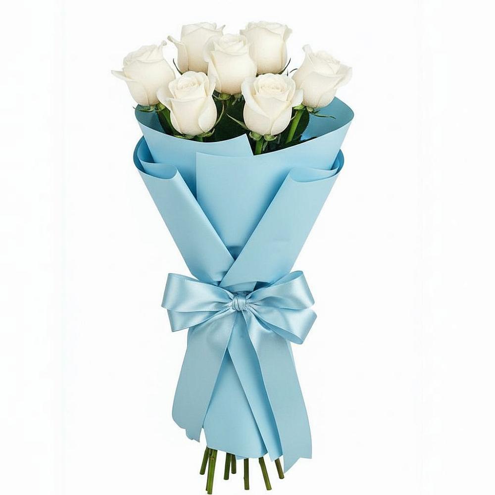 Букет 7 белых роз Проуд в Вырице