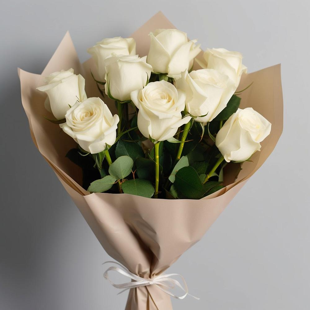 Букет 9 Белых роз Эдлесс Лав в Вырице