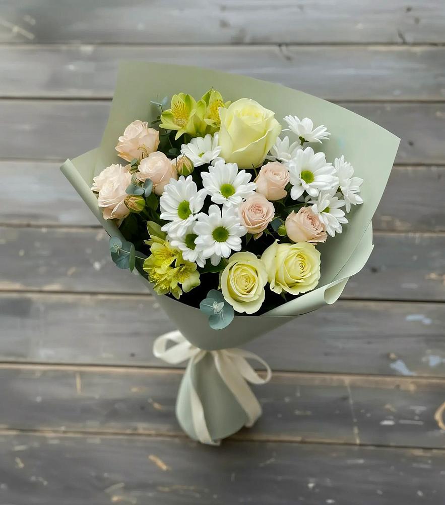 Букет цветов из: Альстромерии, Розы и Хризантемы в Вырице