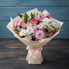 Букет цветов из:  Хризантемы, Альстромерии и Розы в Вырице