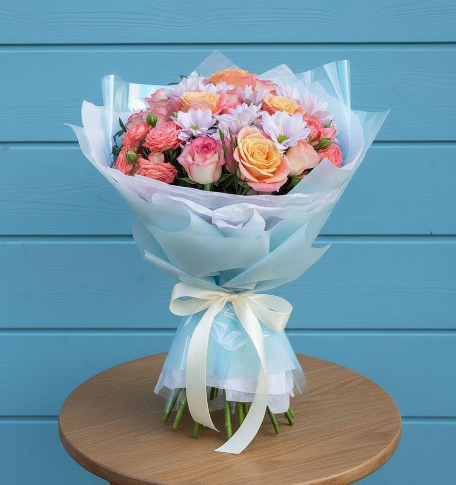 Букет цветов из: Хризантемы и Розы в Вырице