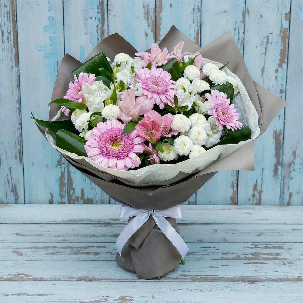 Букет цветов из: Герберы, Альстромерии и Хризантемы в Вырице